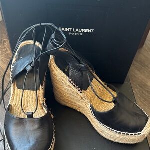 Saint Laurent Black Leather Espadrilles